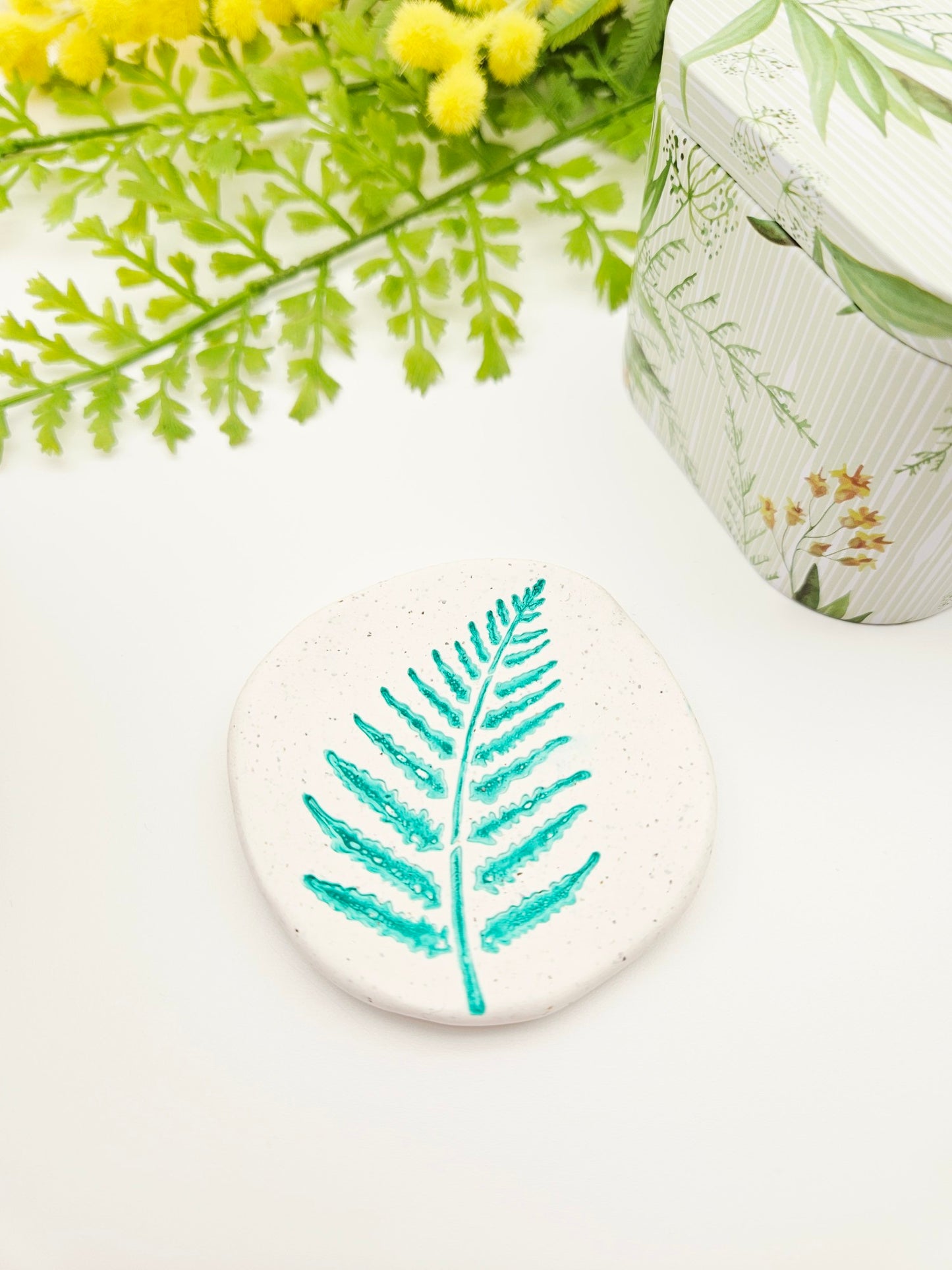 Ring dish - green fern imprint