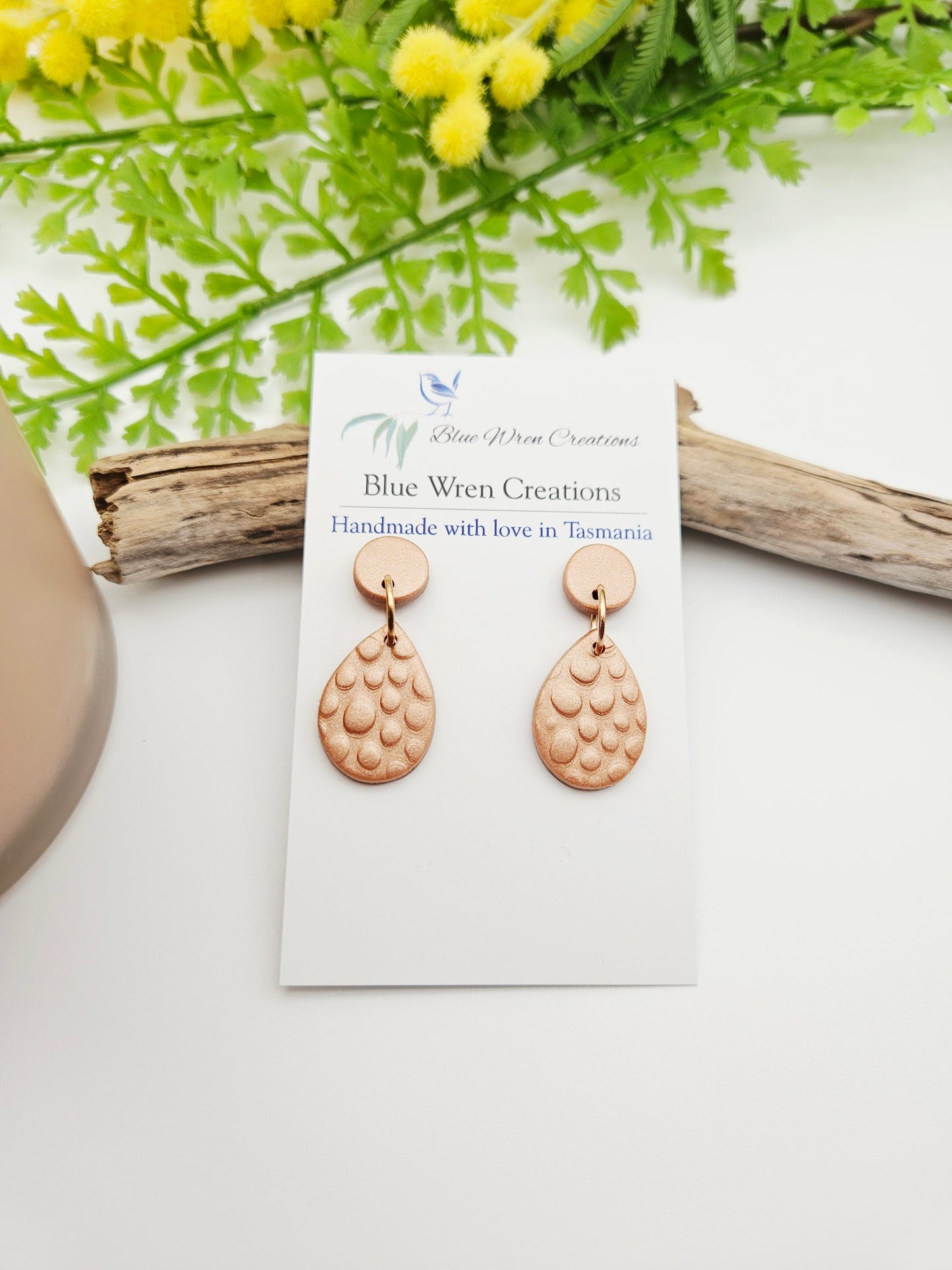 Earring dangles - pebble rain drops