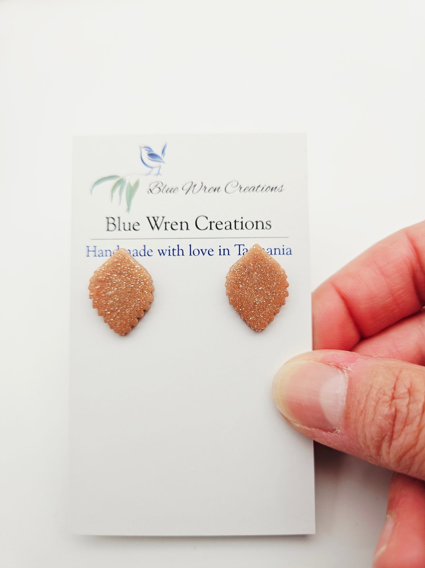 Earring studs - rose gold leaves