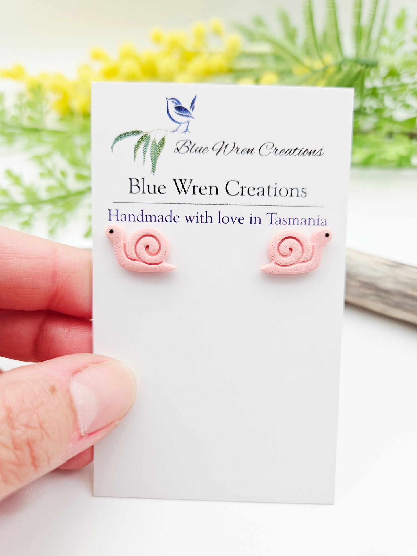 Earring studs - pink snails