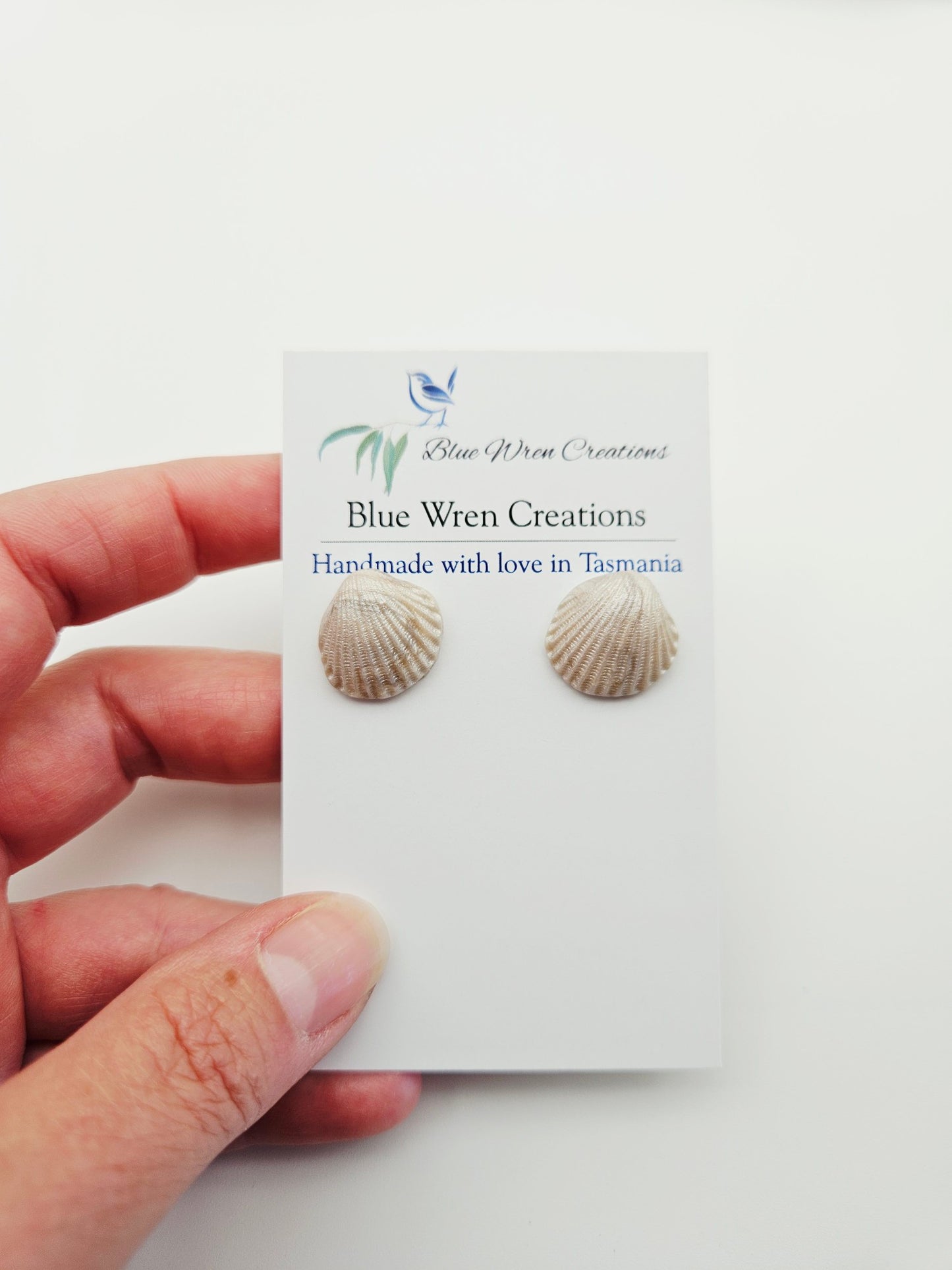 Earring studs - pearl cockle shells