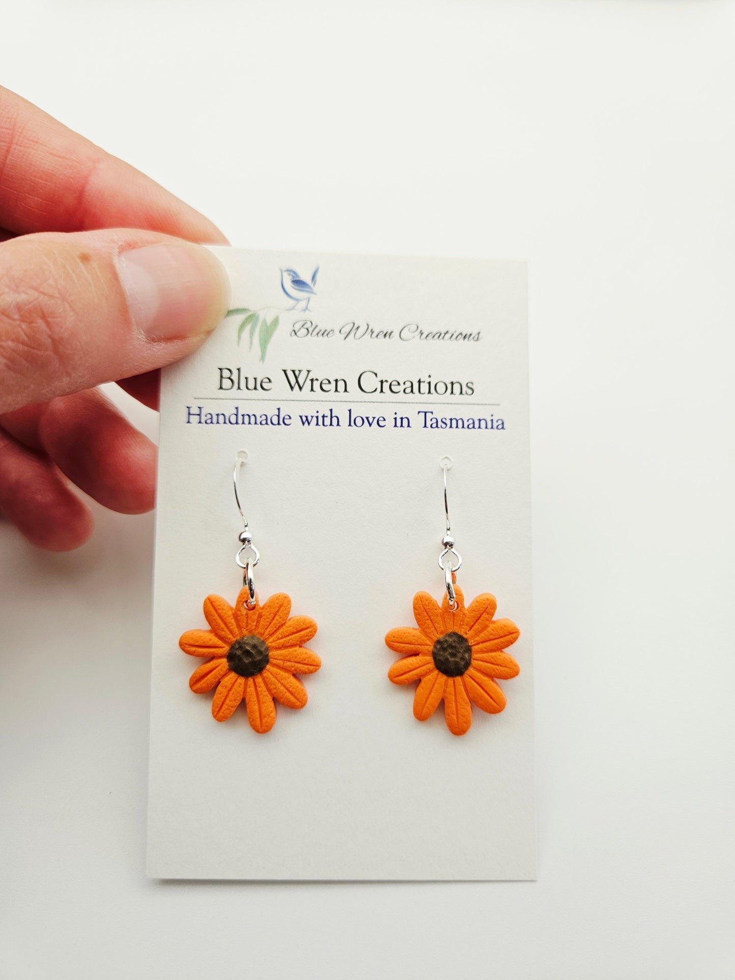 Earring dangles - orange sunflowers