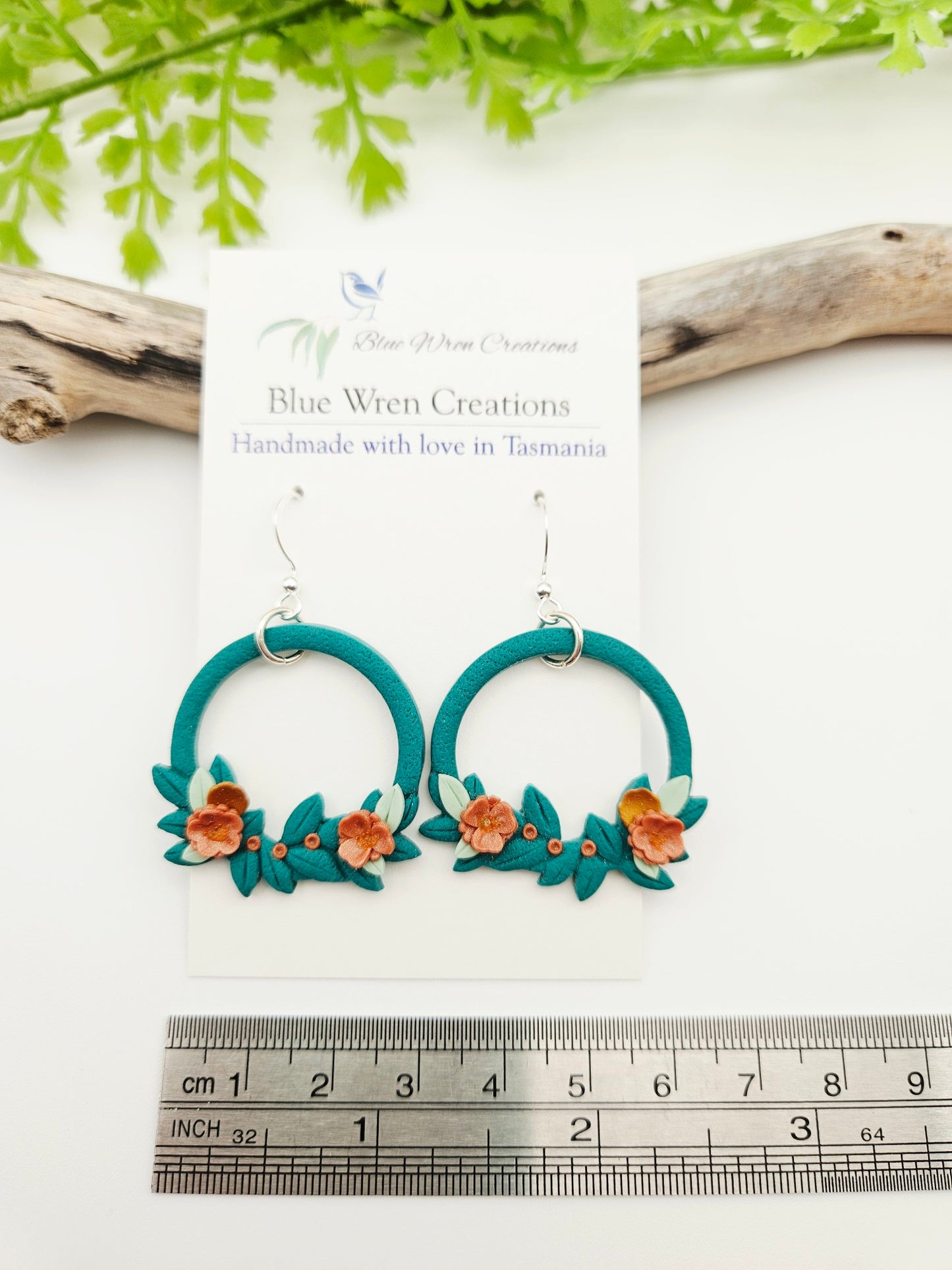 Earring dangles - Wreaths in forest green
