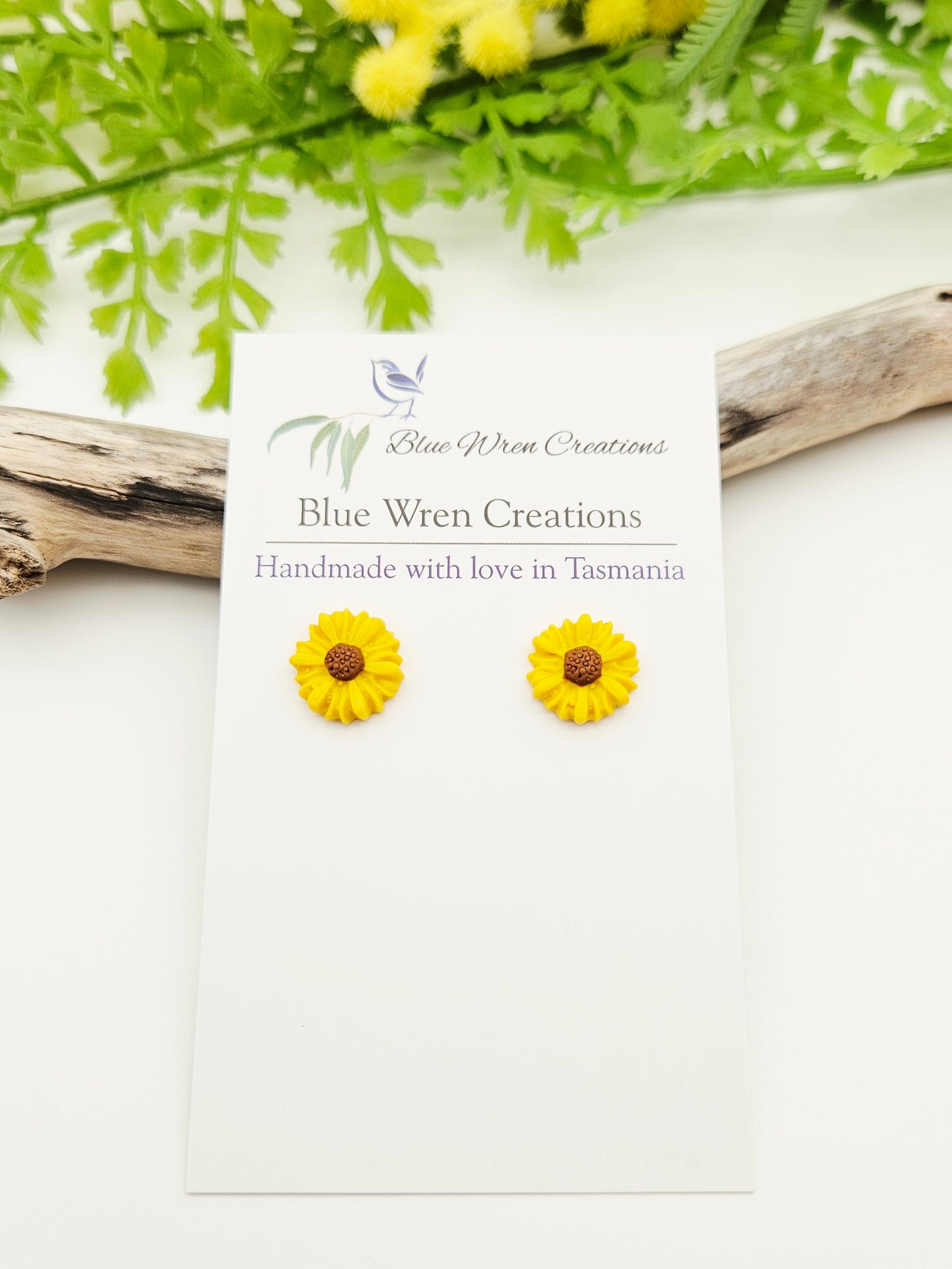 Earring studs - tiny sunflowers