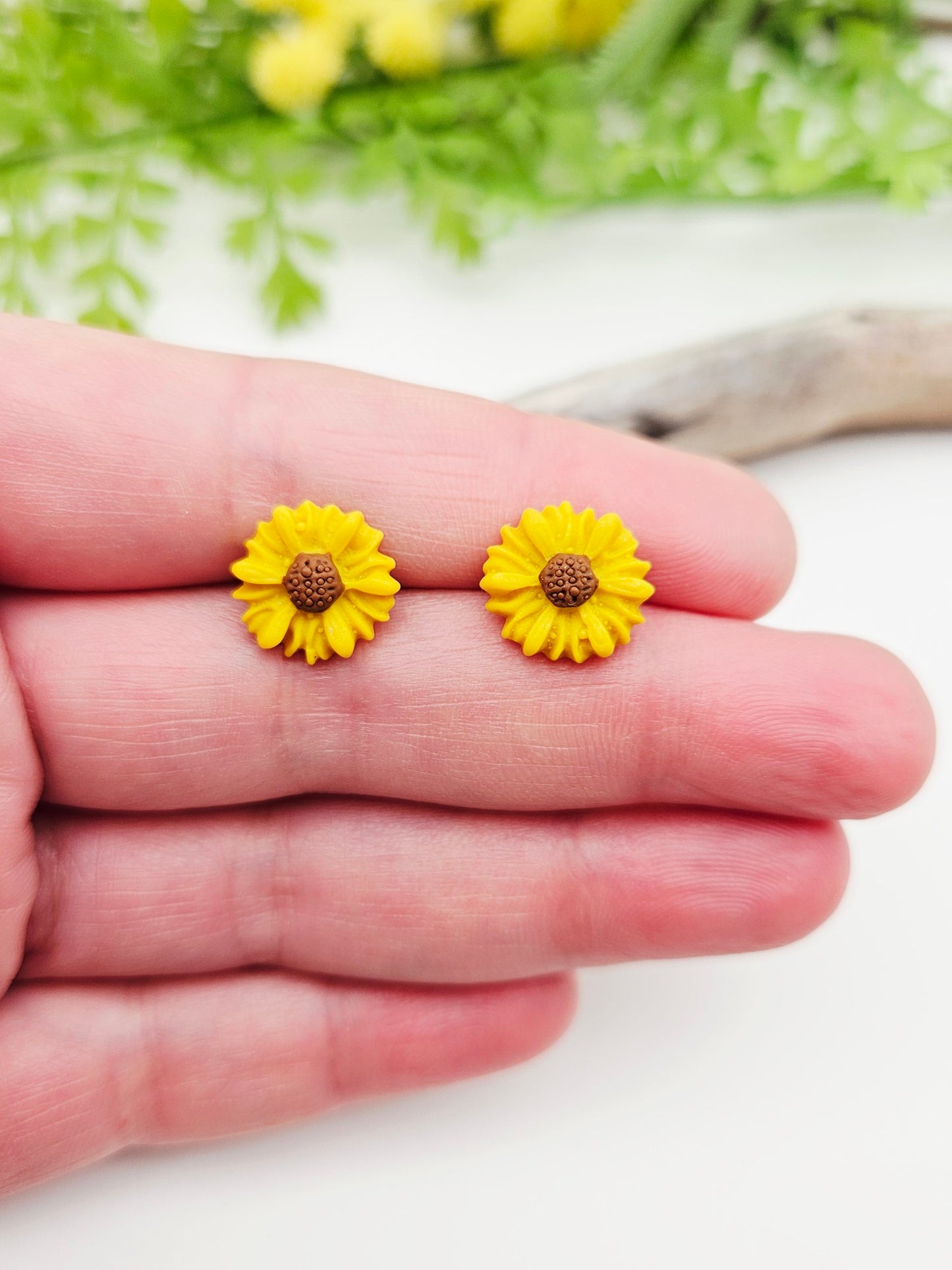 Earring studs - tiny sunflowers
