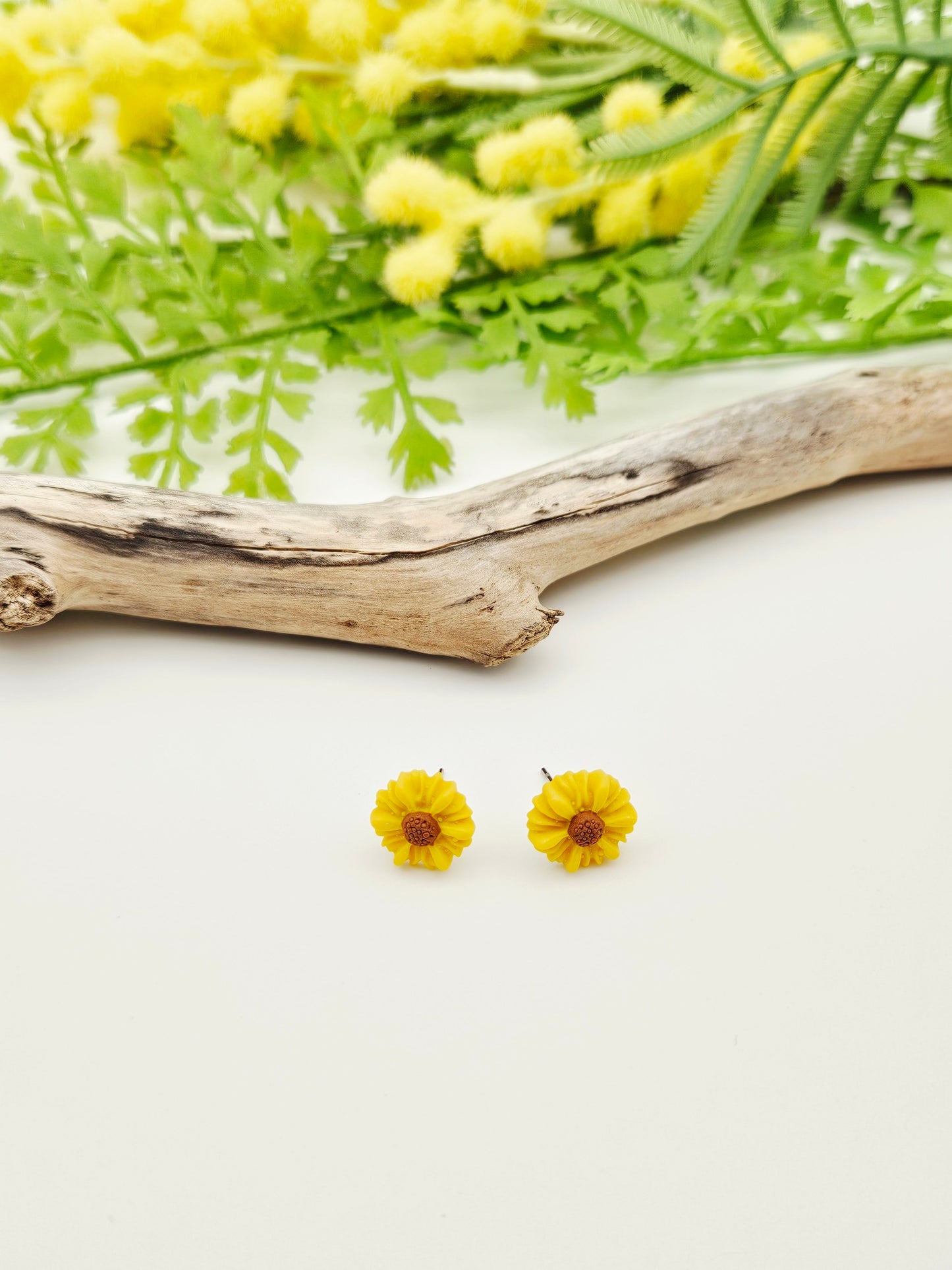 Earring studs - tiny sunflowers