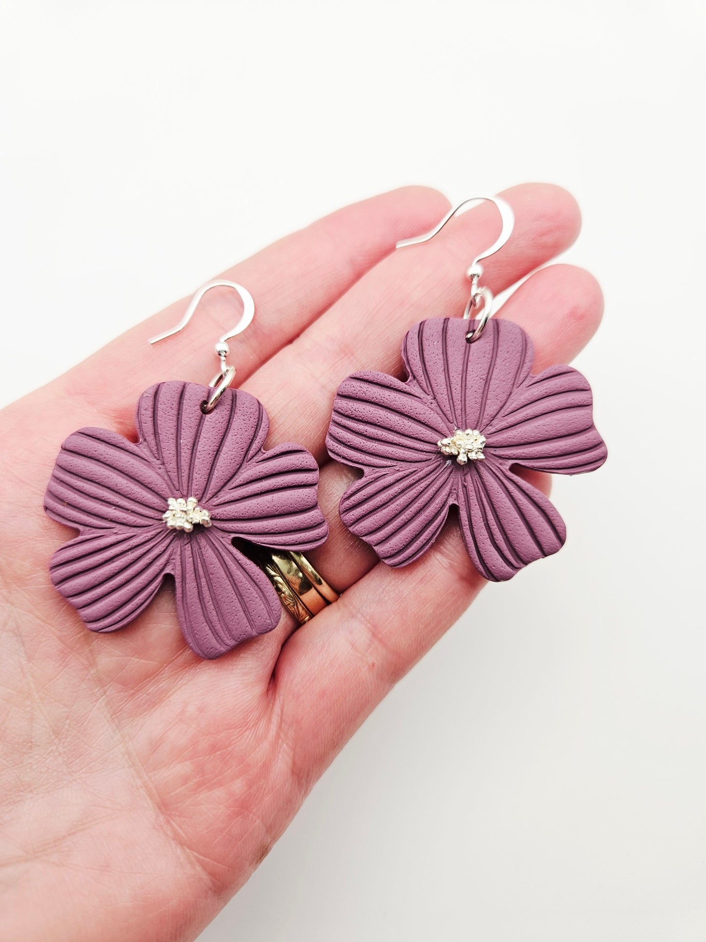 Earring dangles - Emily flower in mauve