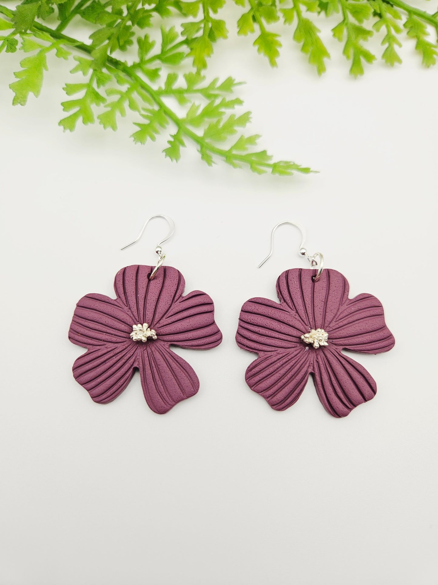 Earring dangles - Emily flower in mauve
