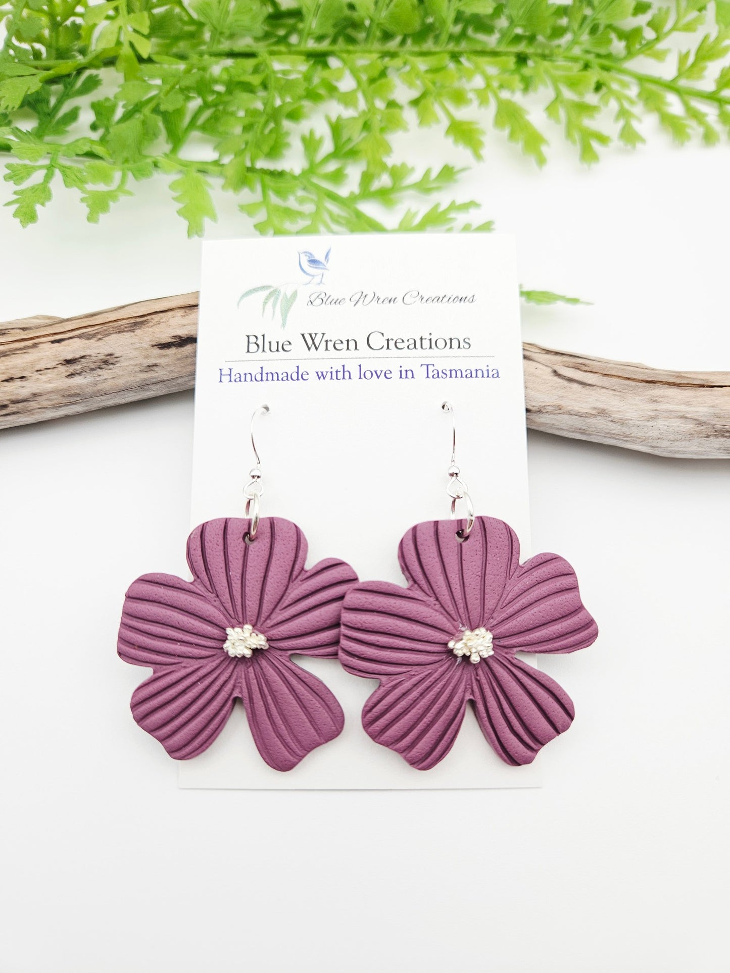 Earring dangles - Emily flower in mauve