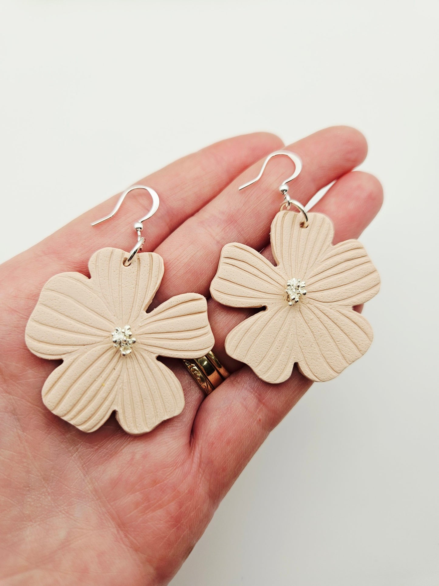 Earring dangles - Emily flower in cream