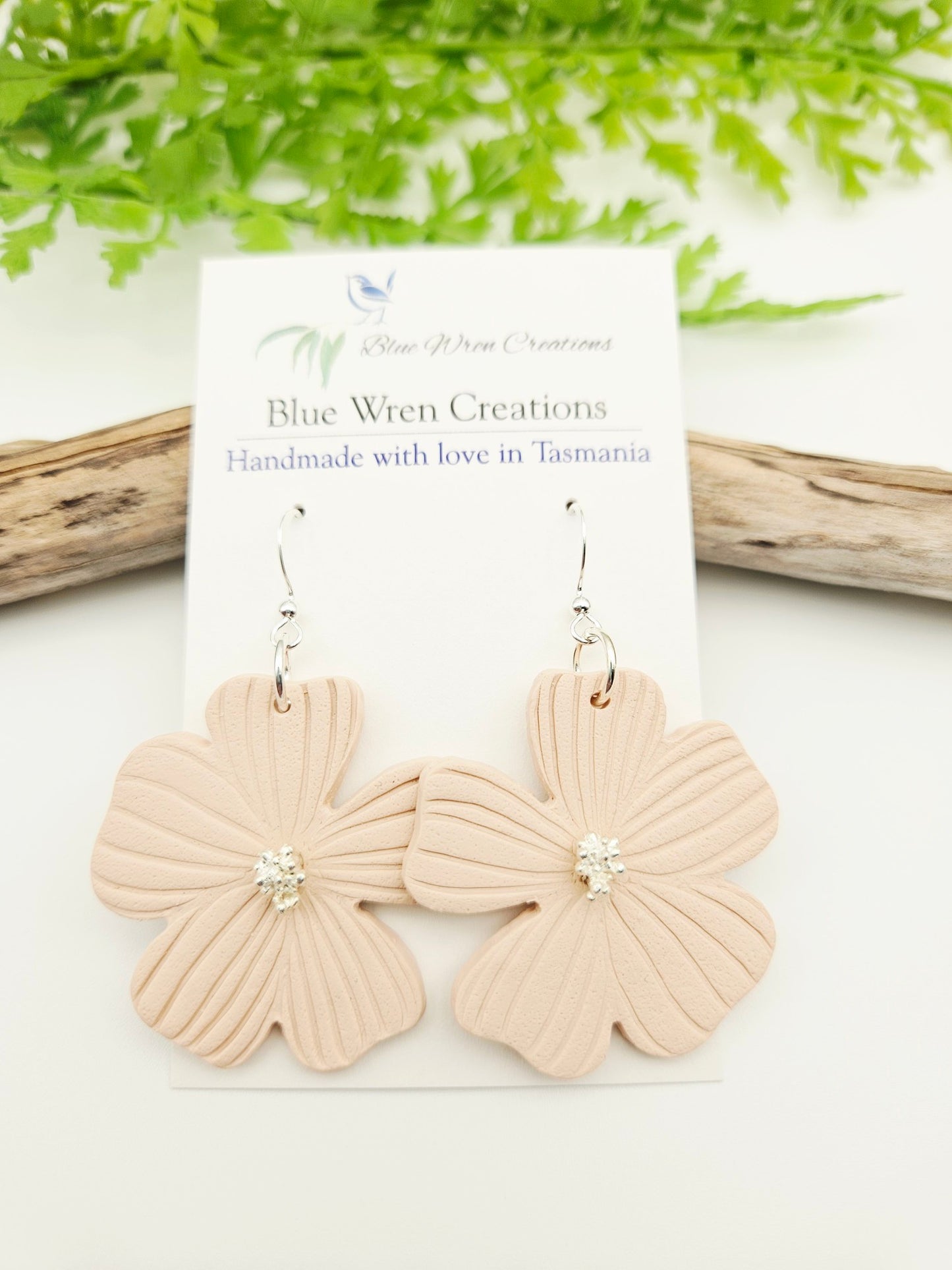 Earring dangles - Emily flower in cream