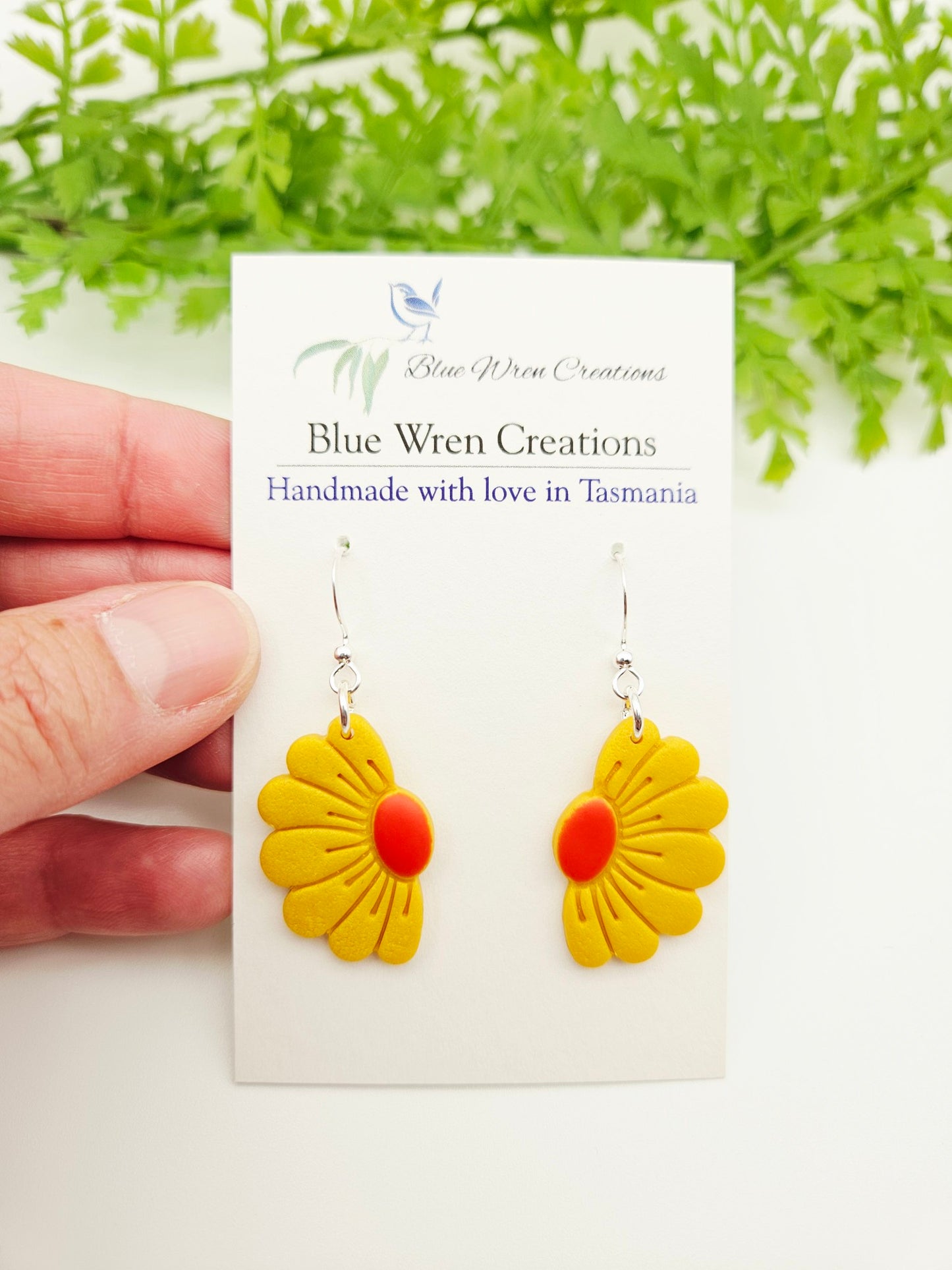 Earring dangles - retro half flower