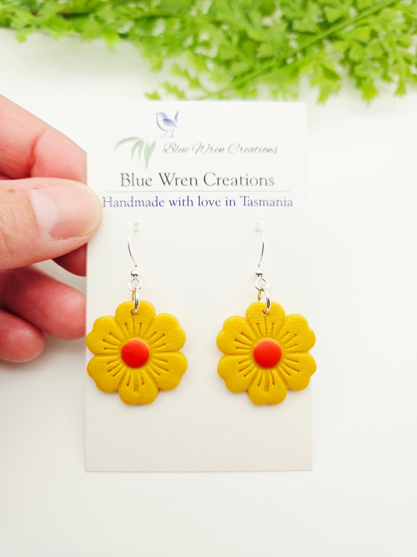 Earring dangles - retro flower