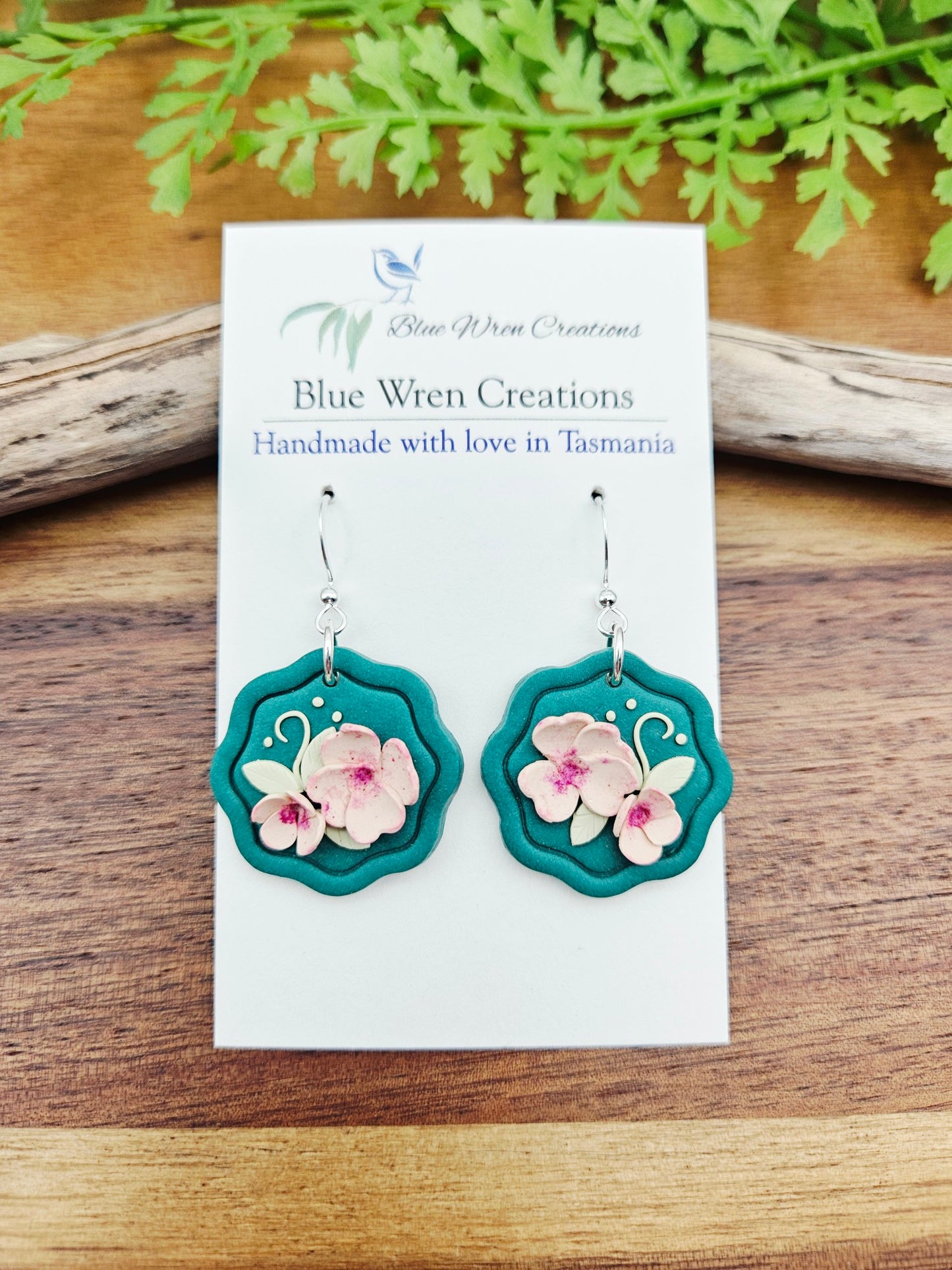 Earring dangles - scalloped floral circle