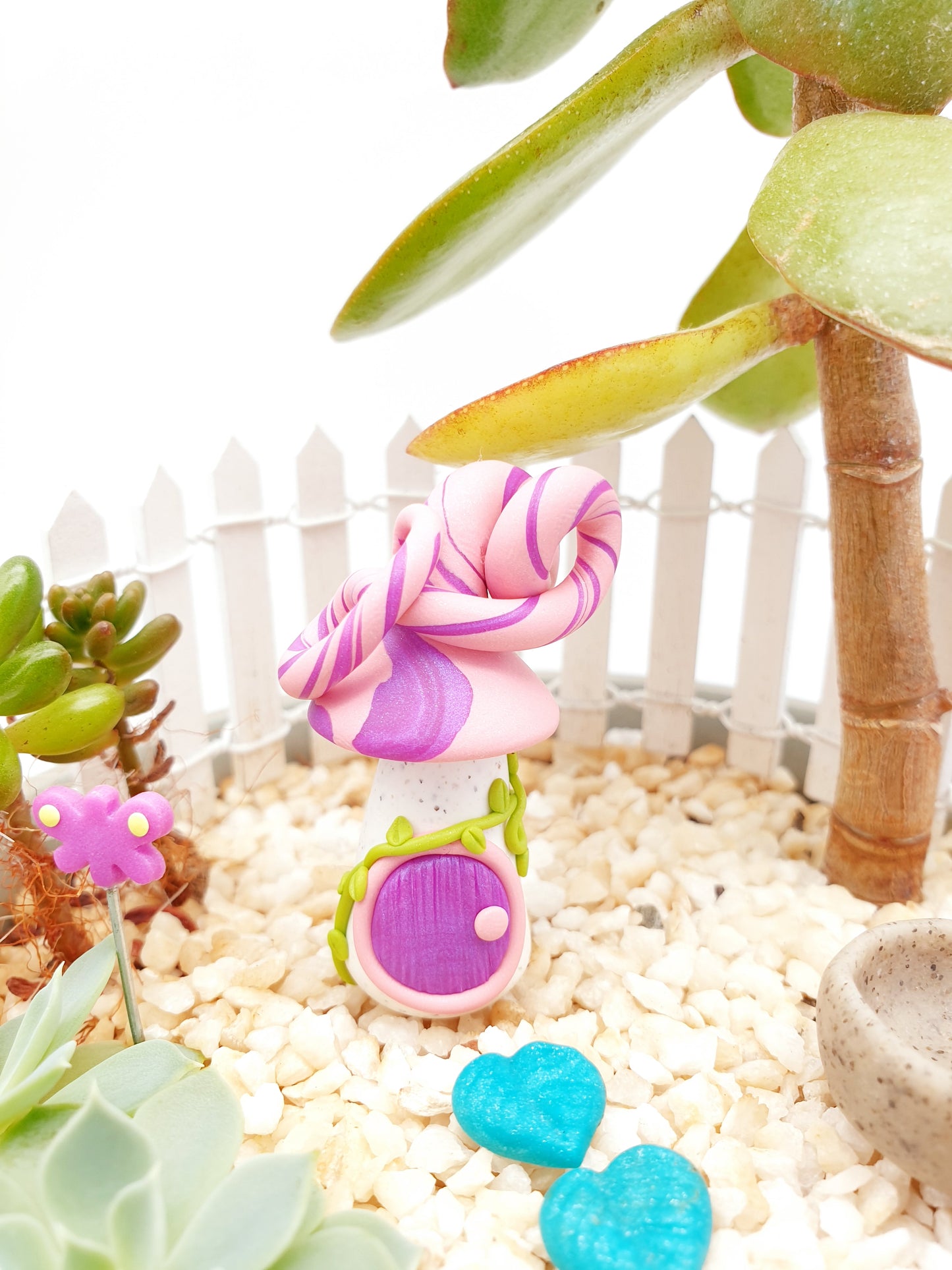 Miniature garden kit - pink & purple swirls