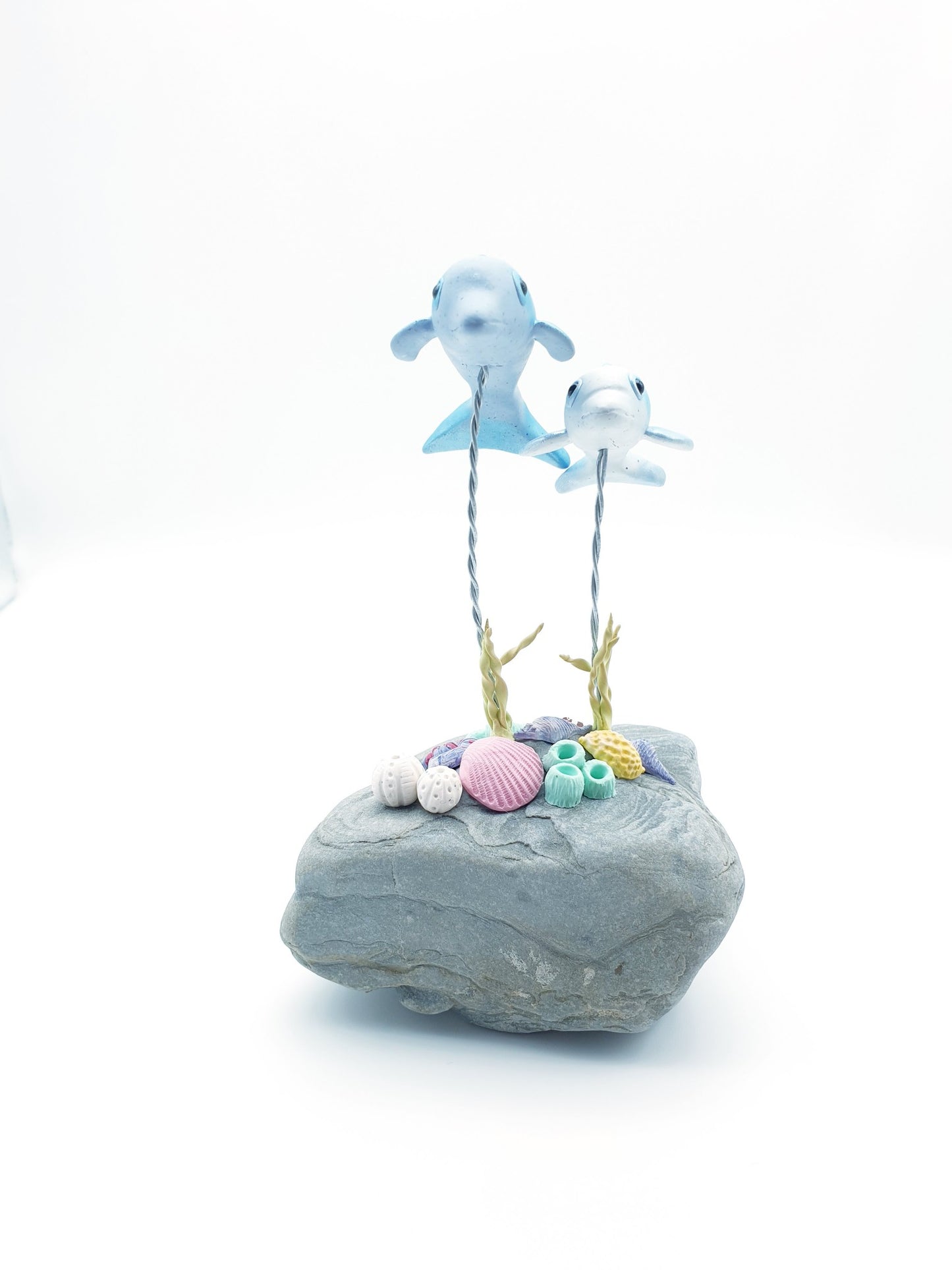 Dolphin mum & baby sculpture - Opal & Pearl