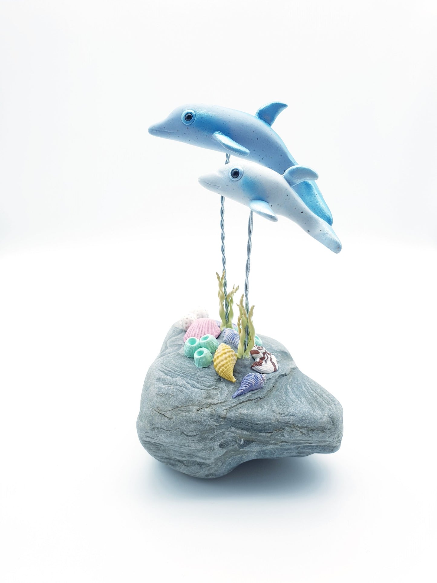 Dolphin mum & baby sculpture - Opal & Pearl