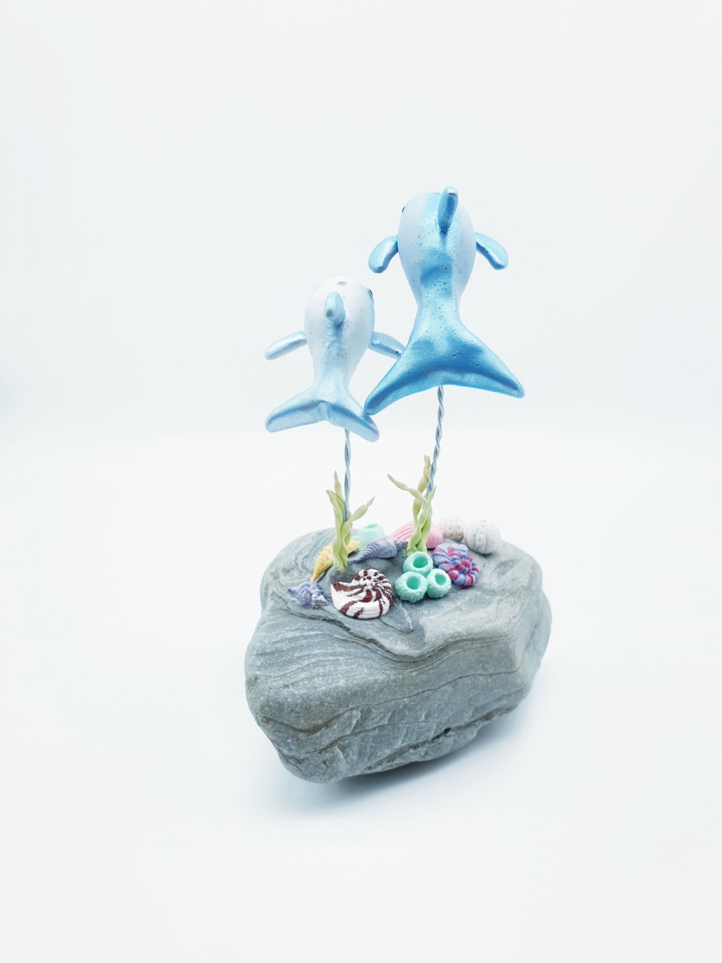 Dolphin mum & baby sculpture - Opal & Pearl