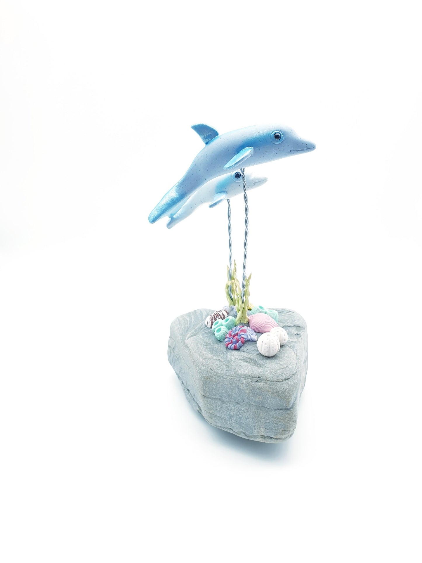 Dolphin mum & baby sculpture - Opal & Pearl