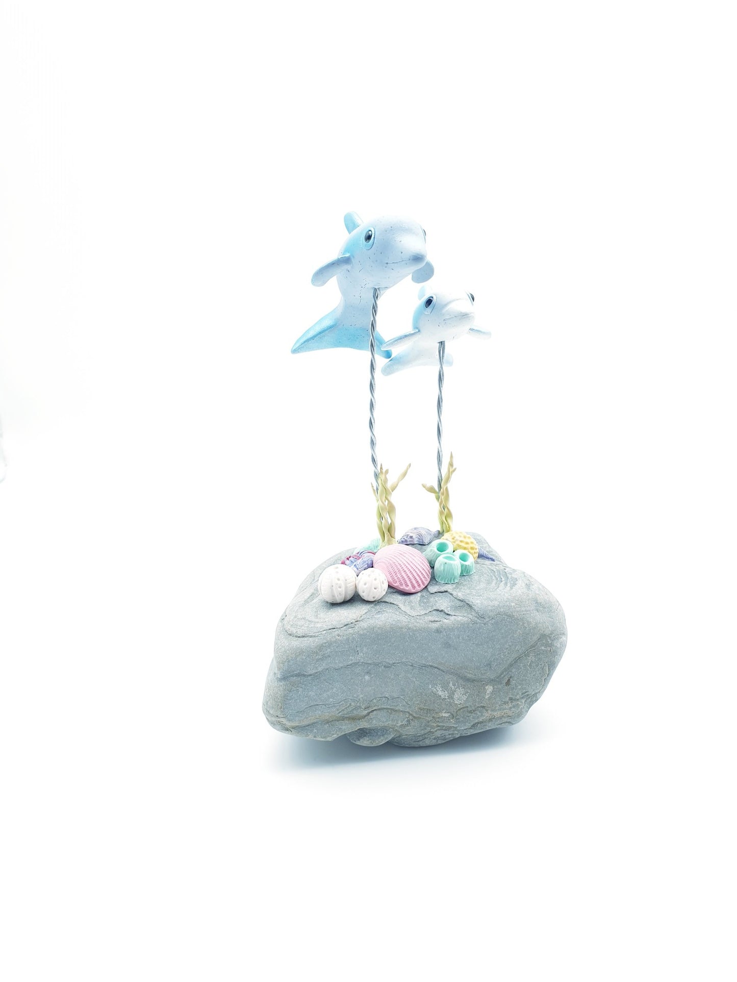 Dolphin mum & baby sculpture - Opal & Pearl