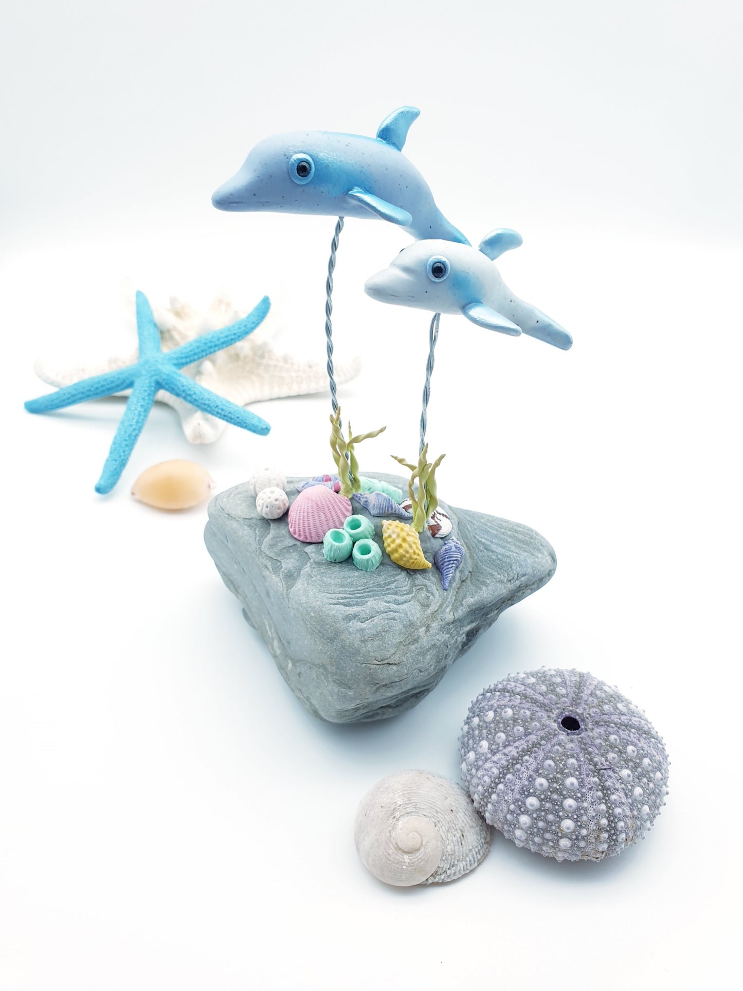 Dolphin mum & baby sculpture - Opal & Pearl